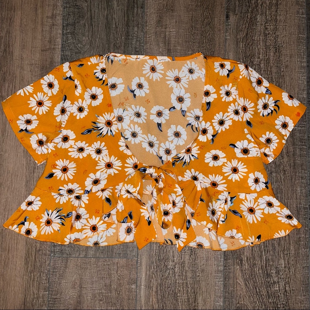 NWOT Yellow Floral Shein Top